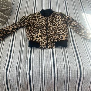 Fun leopard and gold stripe bomber jacket